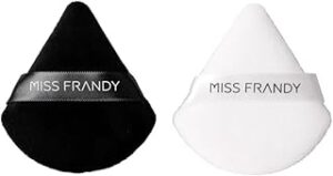 Kit Esponja Maquiagem Triangulo Veludo, Preto e Branco, Miss Frandy